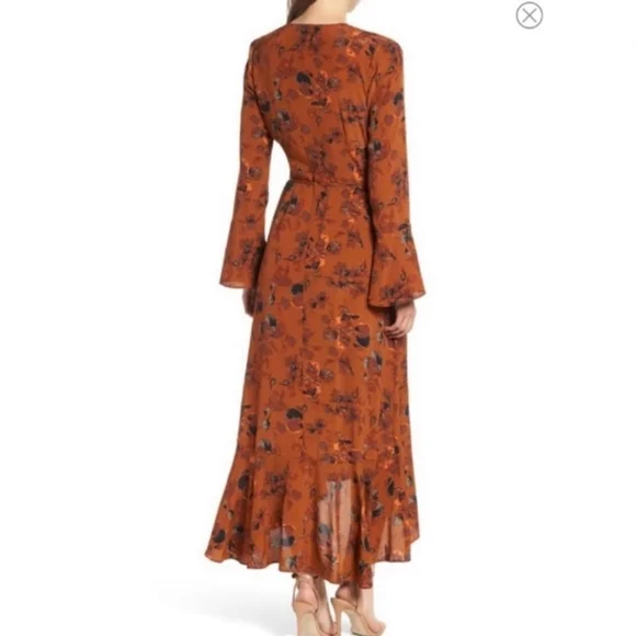 LEITH Burnt Orange Floral Wrap Dress Hi Low Rust Size 1X - Picture 7 of 9
